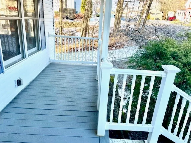 a view of wooden balcony