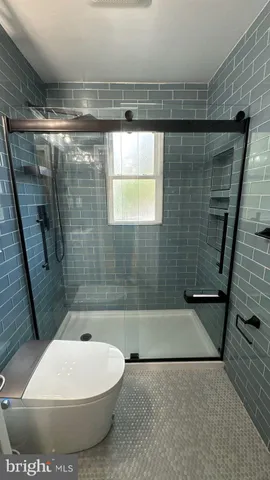 a bathroom with a bathtub
