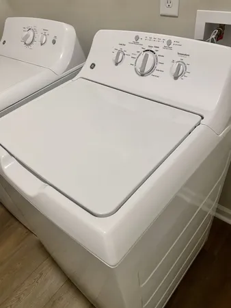a close up view of washer and dryer