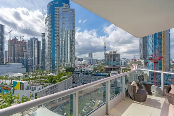 a view of a city with tall buildings