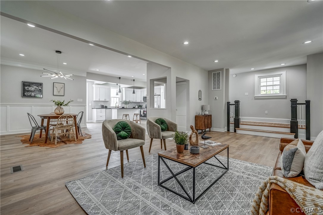 811 Overbrook Road Richmond, VA 23222 - Photo 12 of 50 Living room with light hardwood / wood-style floor