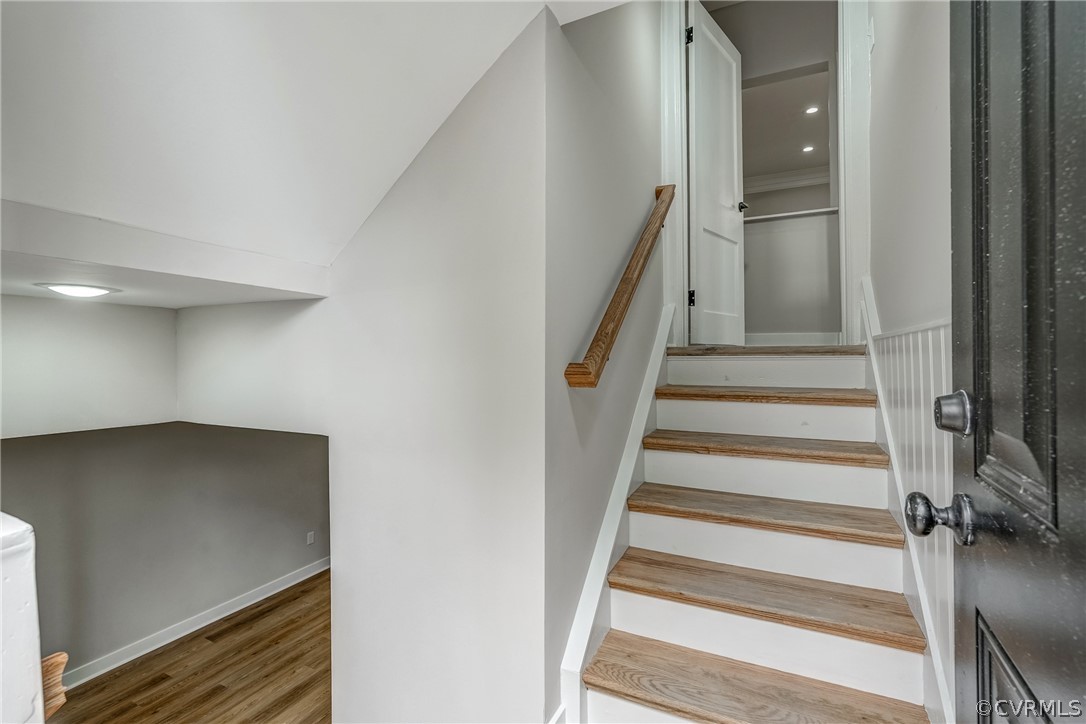 811 Overbrook Road Richmond, VA 23222 - Photo 39 of 50 Stairs featuring hardwood / wood-style flooring