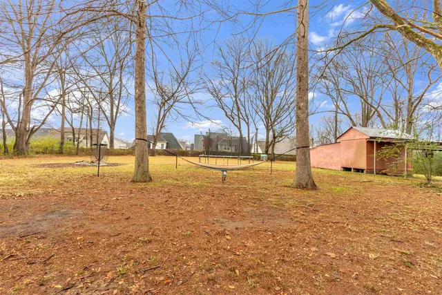 a view of yard covered with snow in outdoor space