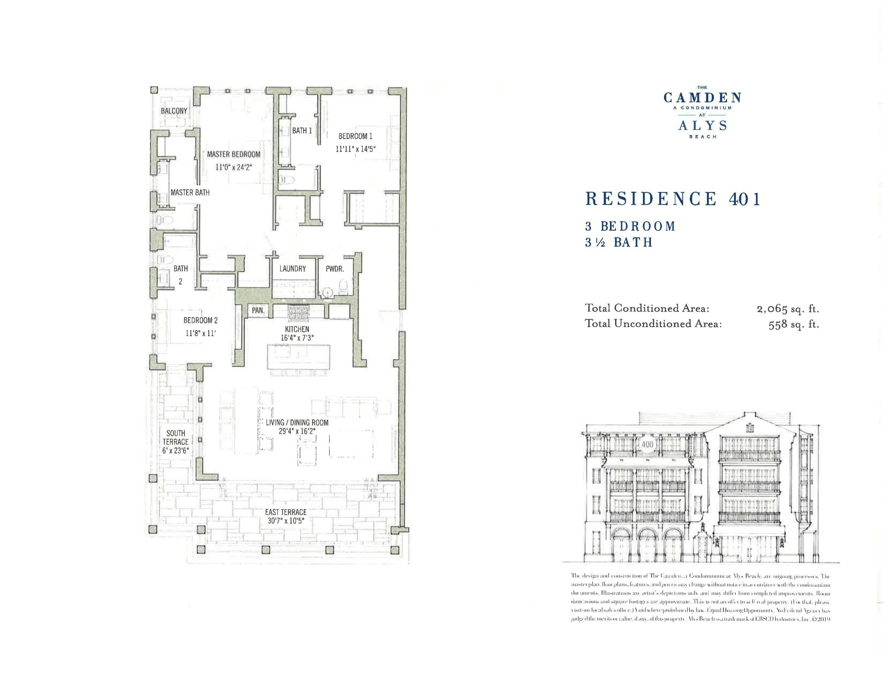 70 Governors Court, Unit 401 Inlet Beach, FL 32461 - Photo 11 of 11 The Camden 401 Floor Plan - New-page-001