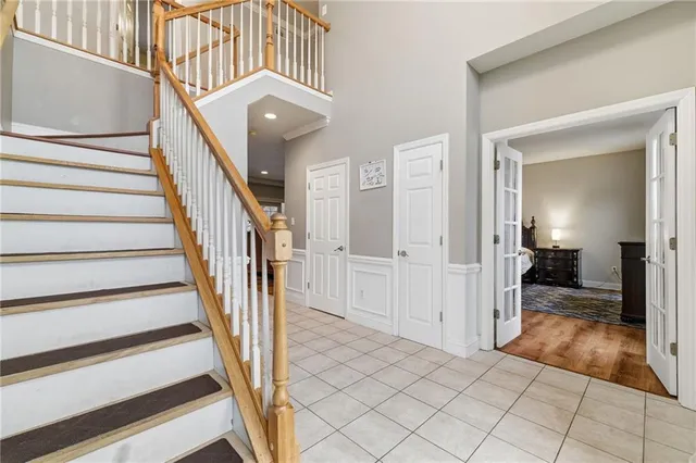 a view of a hallway view with staircase