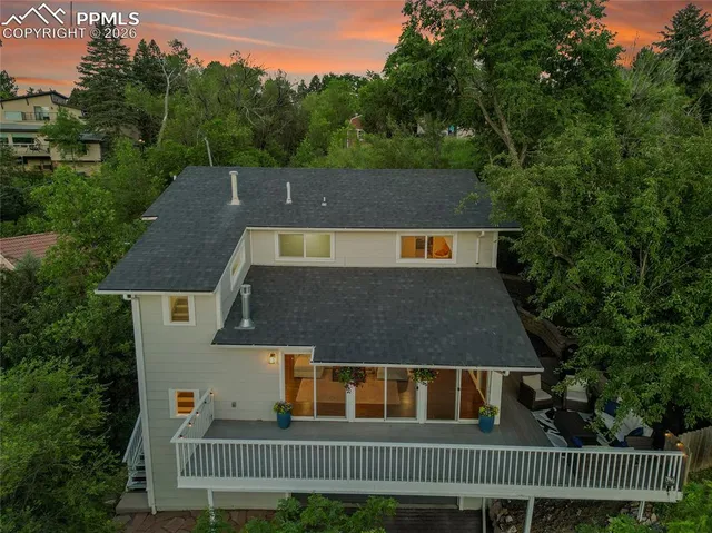 an aerial view of a house