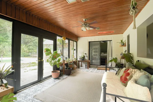 a living room with furniture