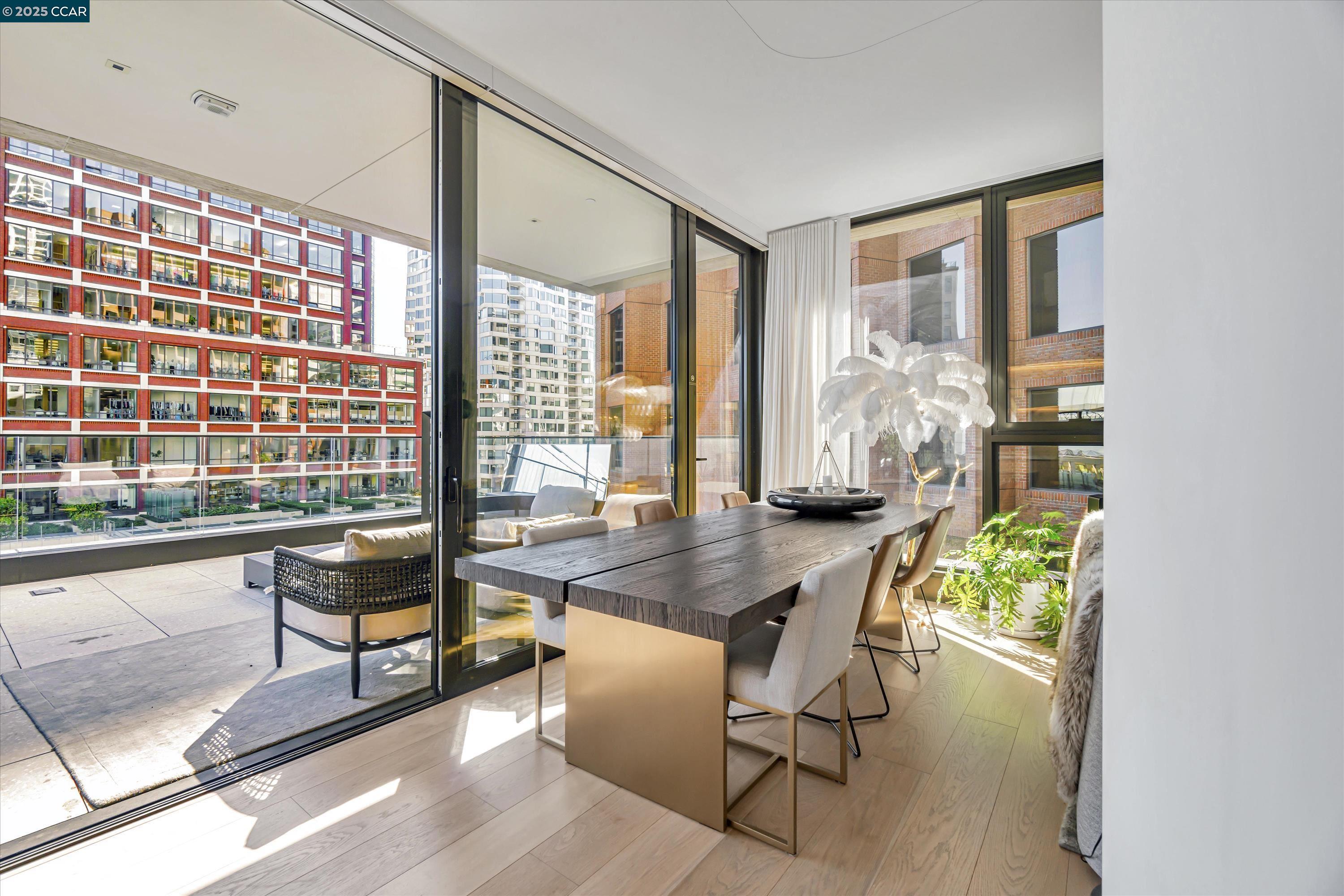 1 Steuart Street, Unit 1103 San Francisco, CA 94105 - Photo 10 of 31 a dining room with furniture and a floor to ceiling window