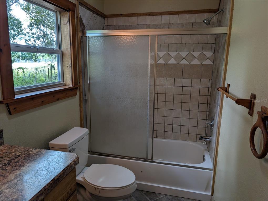 12022 Southeast Sunset Harbor Road Weirsdale, FL 32195 - Photo 13 of 17 a bathroom with a sink a toilet and shower