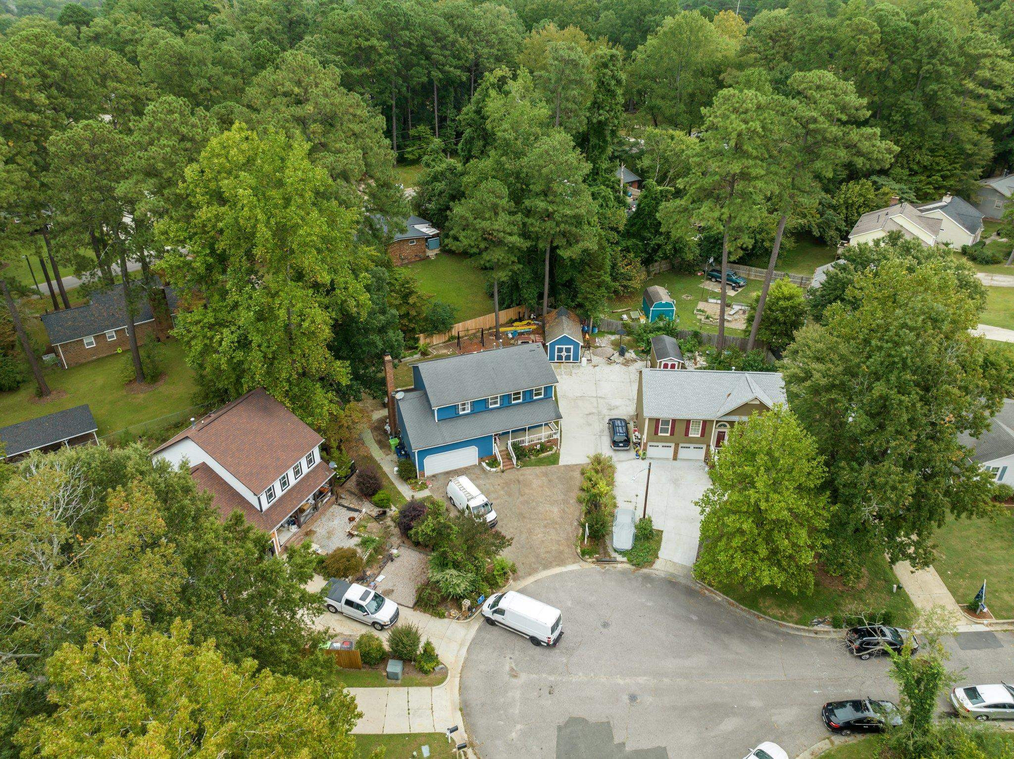 2208 Dobbin Place Raleigh, NC 27604 - Photo 41 of 42 an aerial view of a house with a yard and outdoor seating