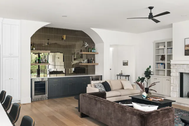 a living room with furniture or fireplace and a window