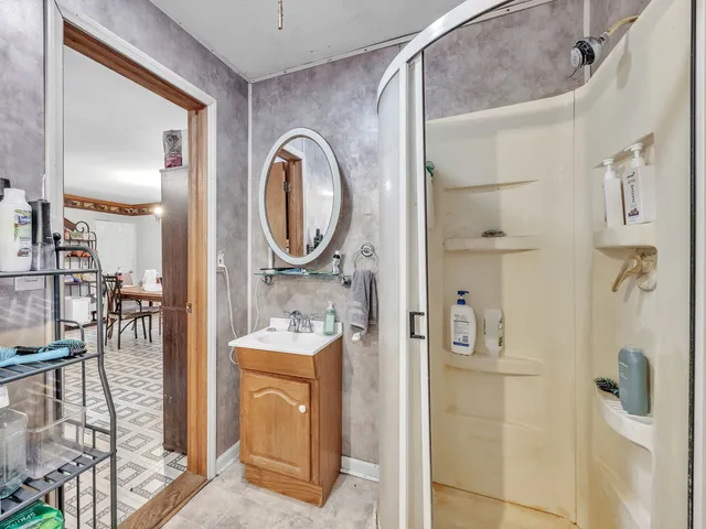 a view of a swimming pool with a slide