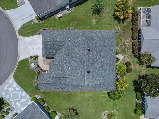 an aerial view of a house