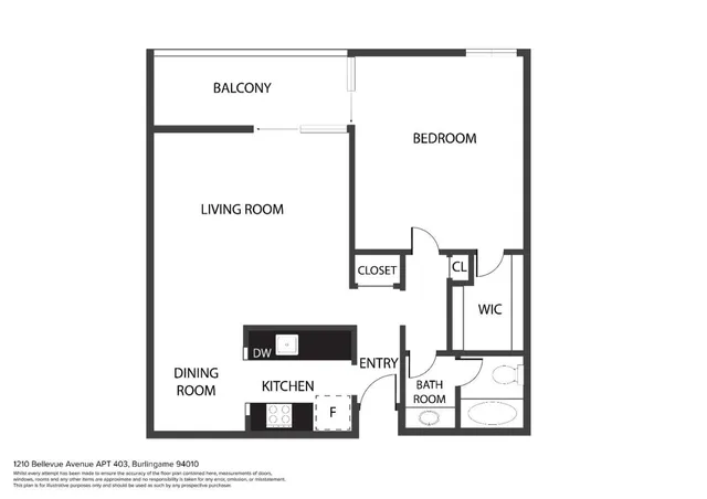 $3,000 | 1210 Bellevue Avenue, Unit 403, Burlingame, CA 94010