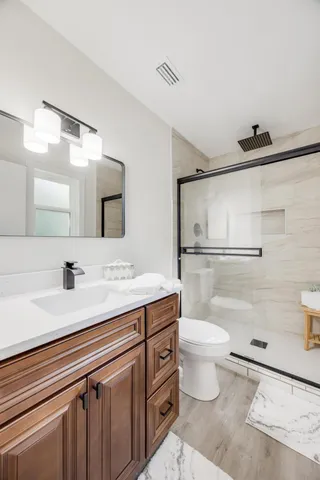 a bathroom with a bathtub