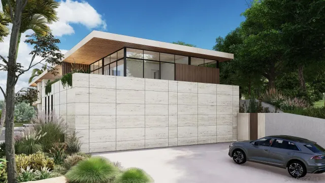 a car parked in front of a building