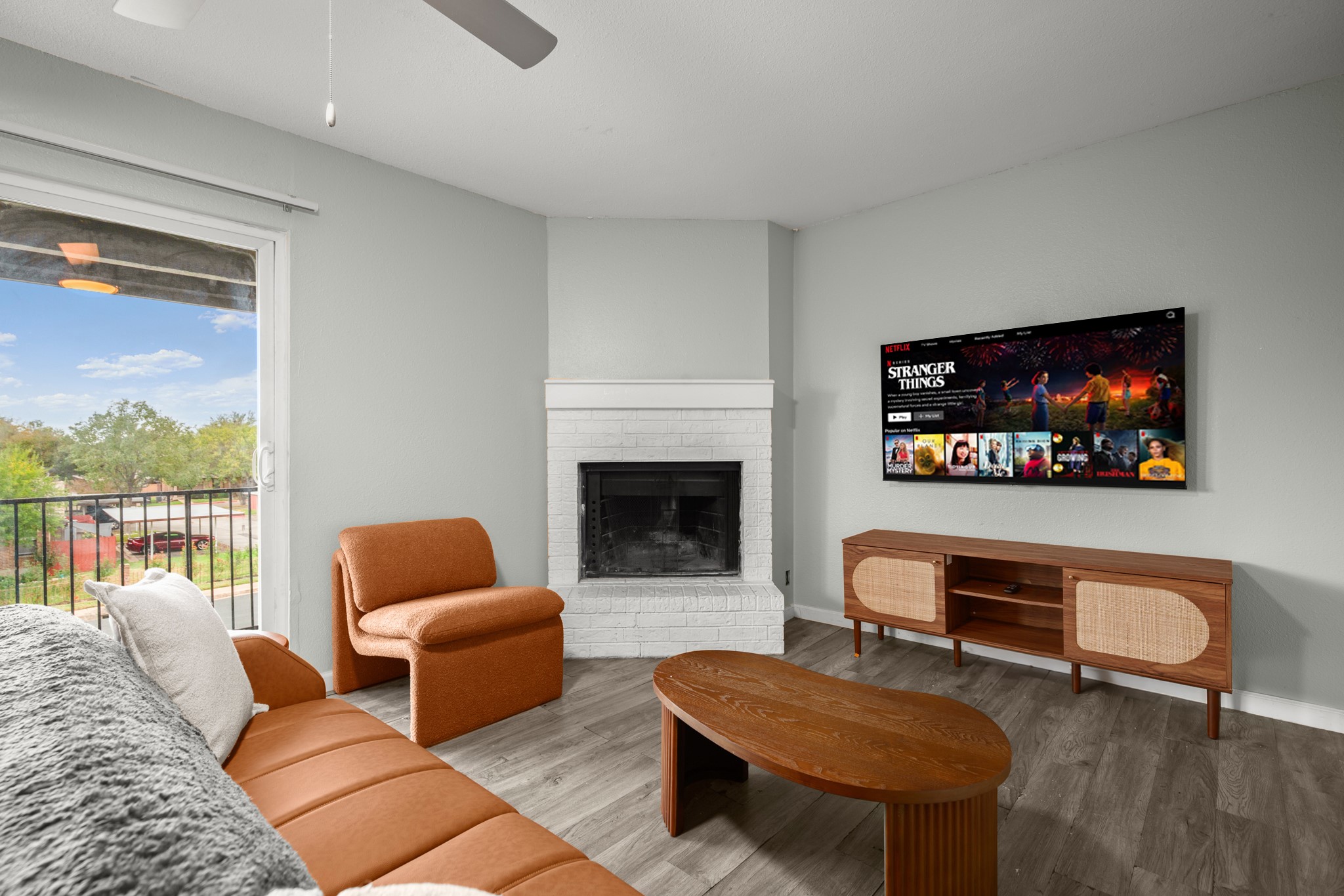6812 South Congress Avenue, Unit 209 Austin, TX 78745 - Photo 2 of 11 Living room and
Fireplace
***Image may be from a different unit at the same apartment complex.