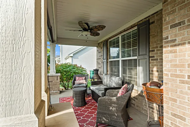 a outdoor living space with furniture