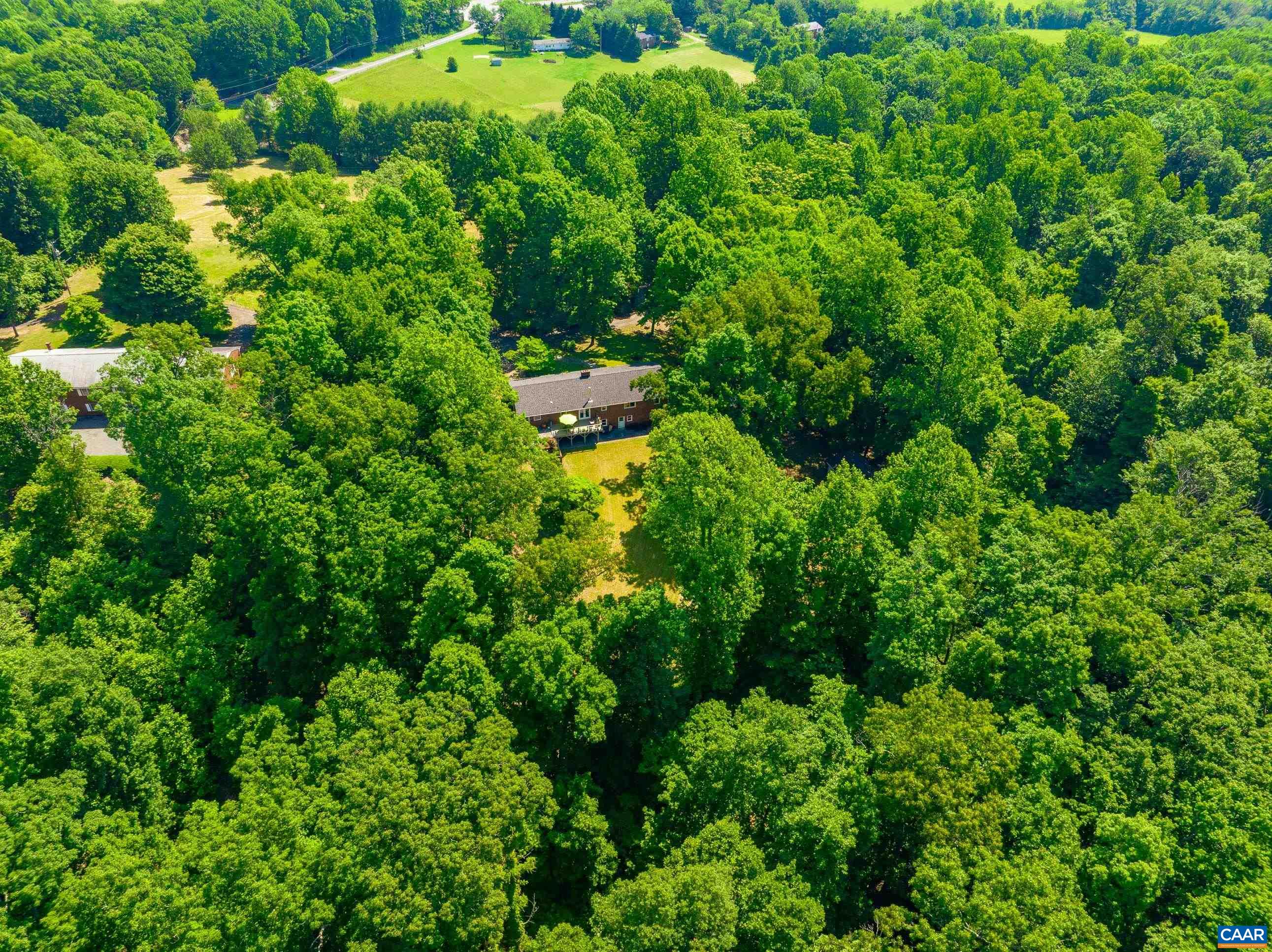 7250 Amicus Road Ruckersville, VA 22968 - Photo 70 of 74 an aerial view of residential house with outdoor space and trees all around