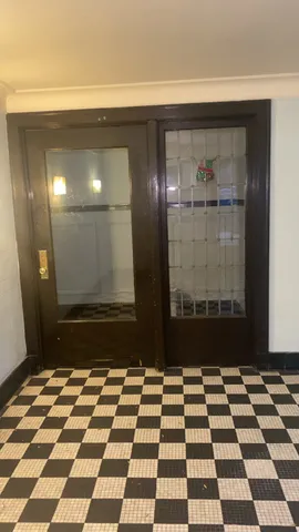 a black and white checkered floor