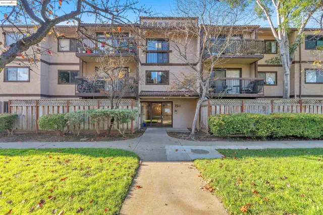 a front view of a house with a garden and a tree