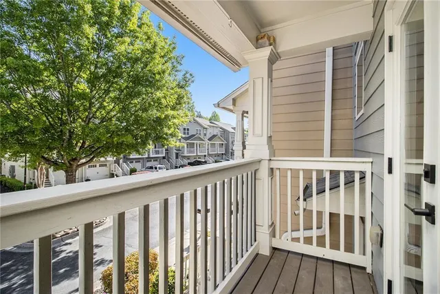 a view of wooden balcony