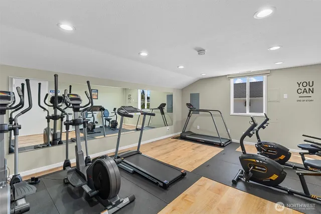 a view of a room with gym equipment