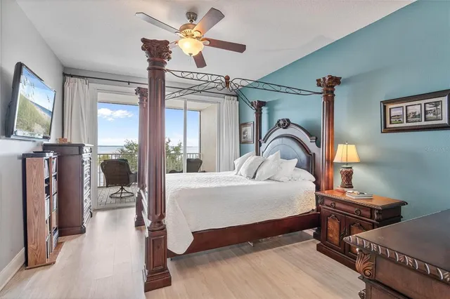 a view of a bedroom with gym equipment