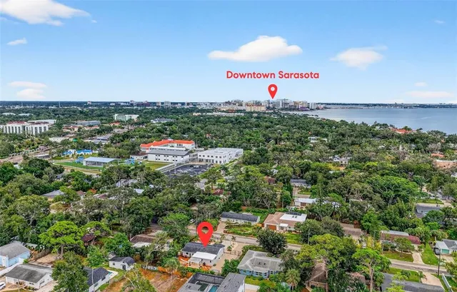 an aerial view of a city