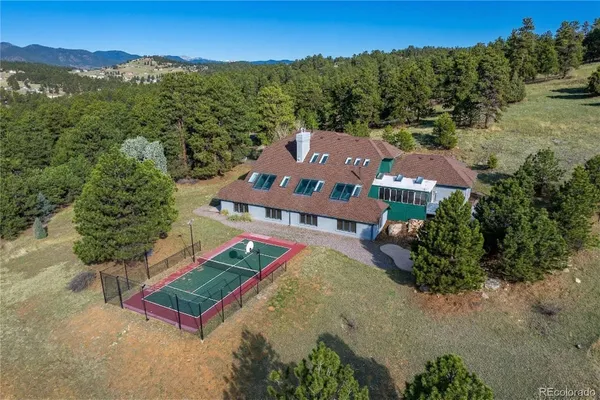 an aerial view of a house
