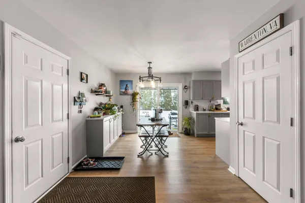 a view of a kitchen and dining room
