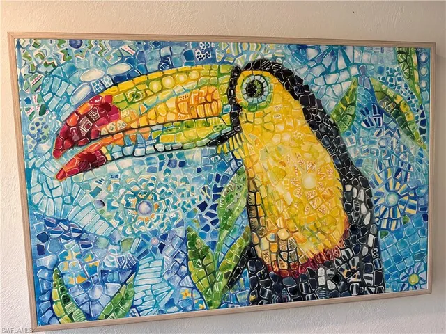 a view of a swimming pool with a bench