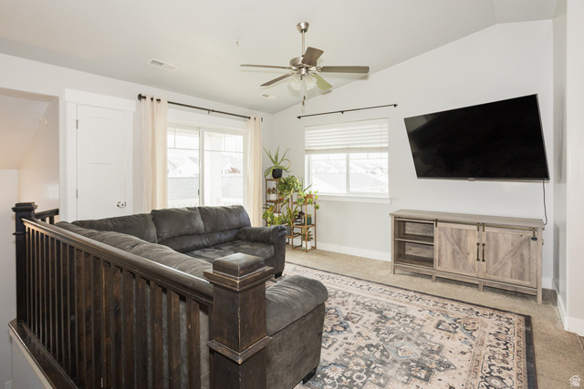 2452 West 500 South, Unit 2 Springville, UT 84663 - Photo 4 of 23 Vaulted ceiling featuring a ceiling fan with integrated lighting