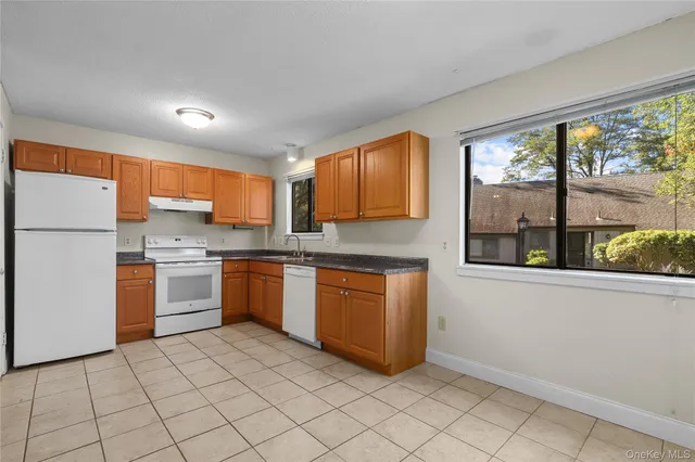 a kitchen with a refrigerator sink and cabinets