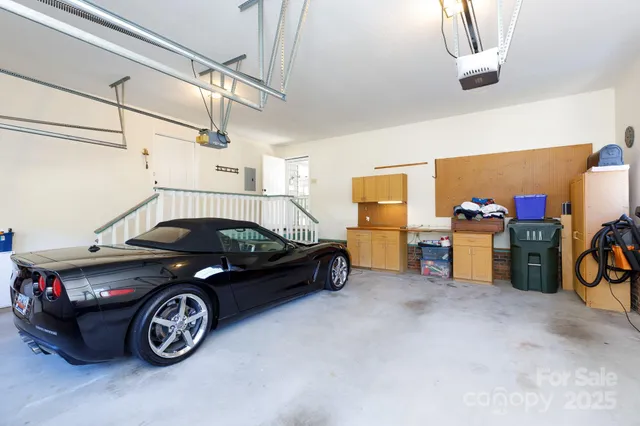 a car parked in a garage