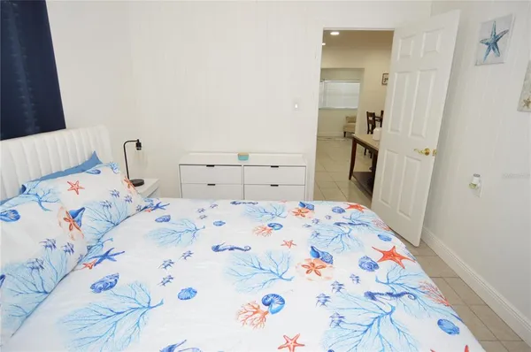 a hallway with a couch