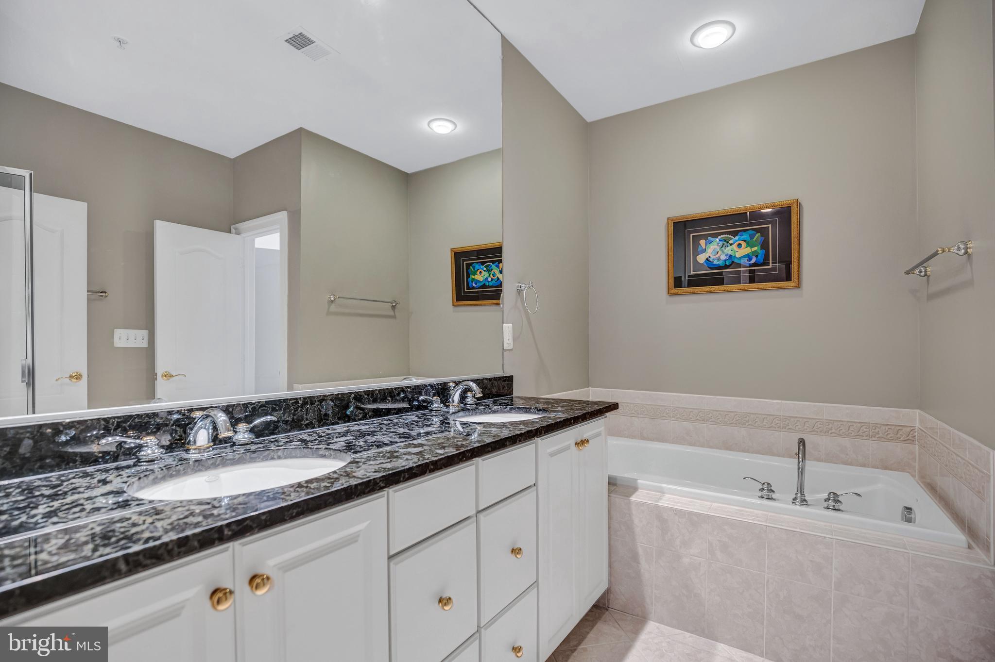 708 Day Lane Alexandria, VA 22314 - Photo 26 of 39 a bathroom with a granite countertop sink mirror and bathtub