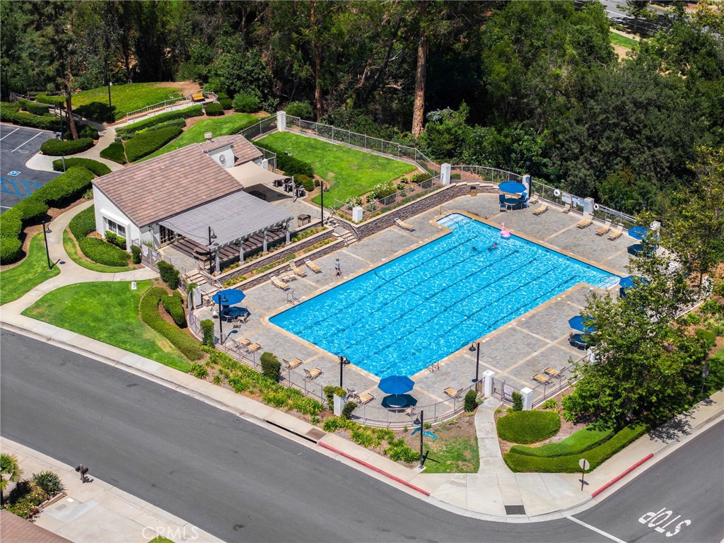 1342 Beechwood Drive Brea, CA 92821 - Photo 42 of 43 an aerial view of a house with a garden and pool