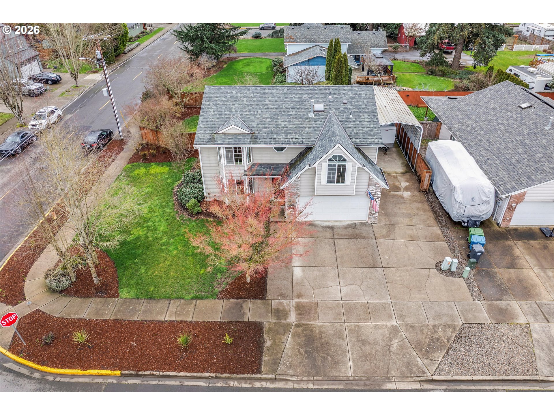 2366 Baines Boulevard Hubbard, OR 97032 - Photo 40 of 48 an aerial view of a house with garden space and street view
