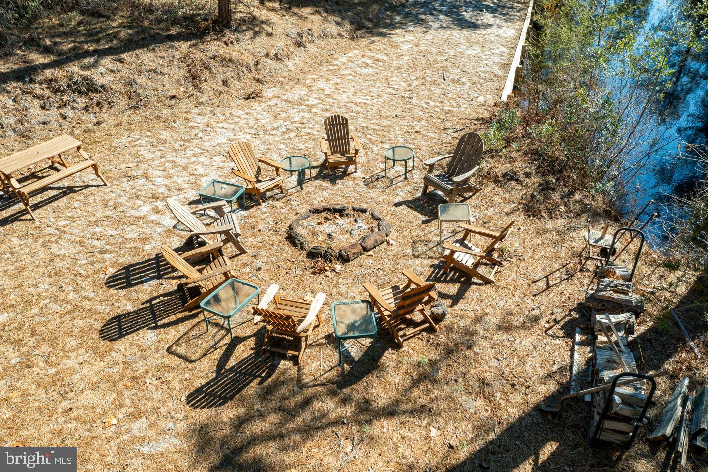 2100 South Firelane Road Southampton, NJ 08088 - Photo 12 of 75 Aerial shot of sitting area with firepit