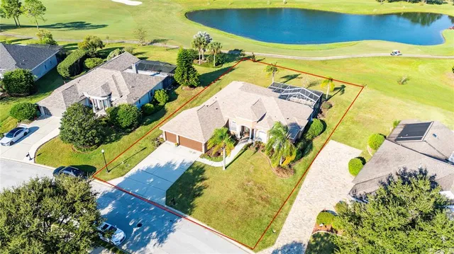 a view of a yard and sunset