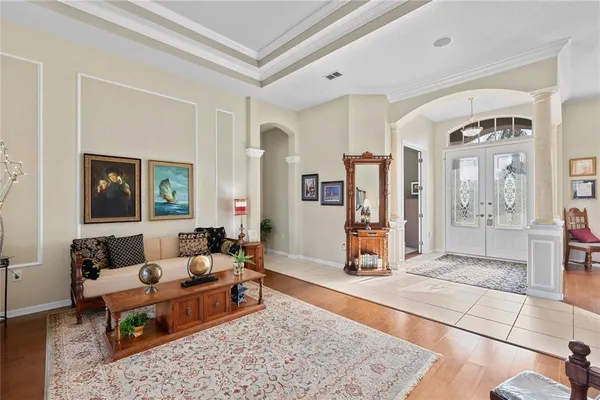 a living room with furniture
