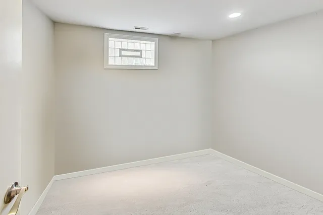 a view of a small space with a window