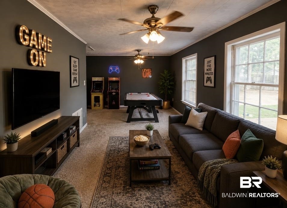 6429 Pinehurst Run Mobile, AL 36608 - Photo 14 of 15 Spacious recreation room featuring dark gray walls and light-colored ceiling