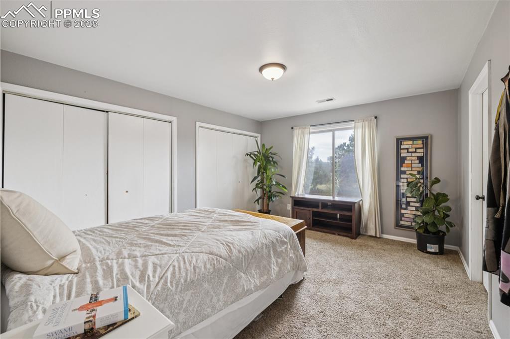17940 Appaloosa Road Monument, CO 80132 - Photo 23 of 44 a spacious bedroom with a bed and large windows