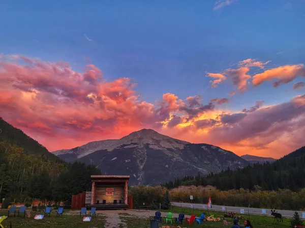 a city view and mountain view