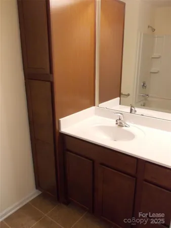 a bathroom with a bathtub