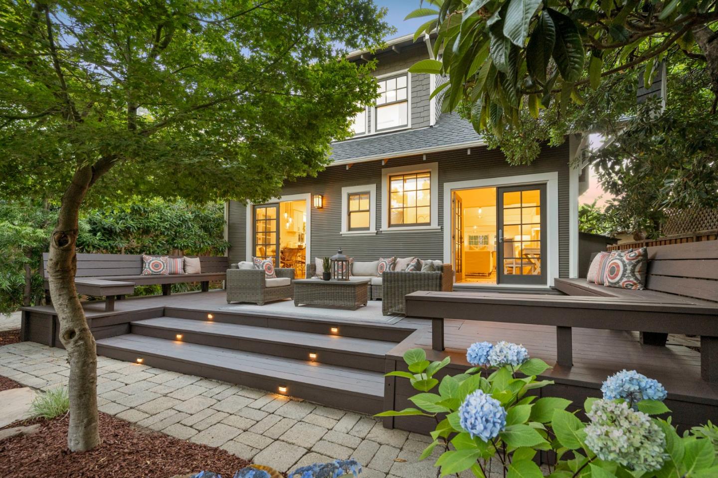 445 Arlington Road Redwood City, CA 94062 - Photo 44 of 50 a backyard of a house with outdoor seating