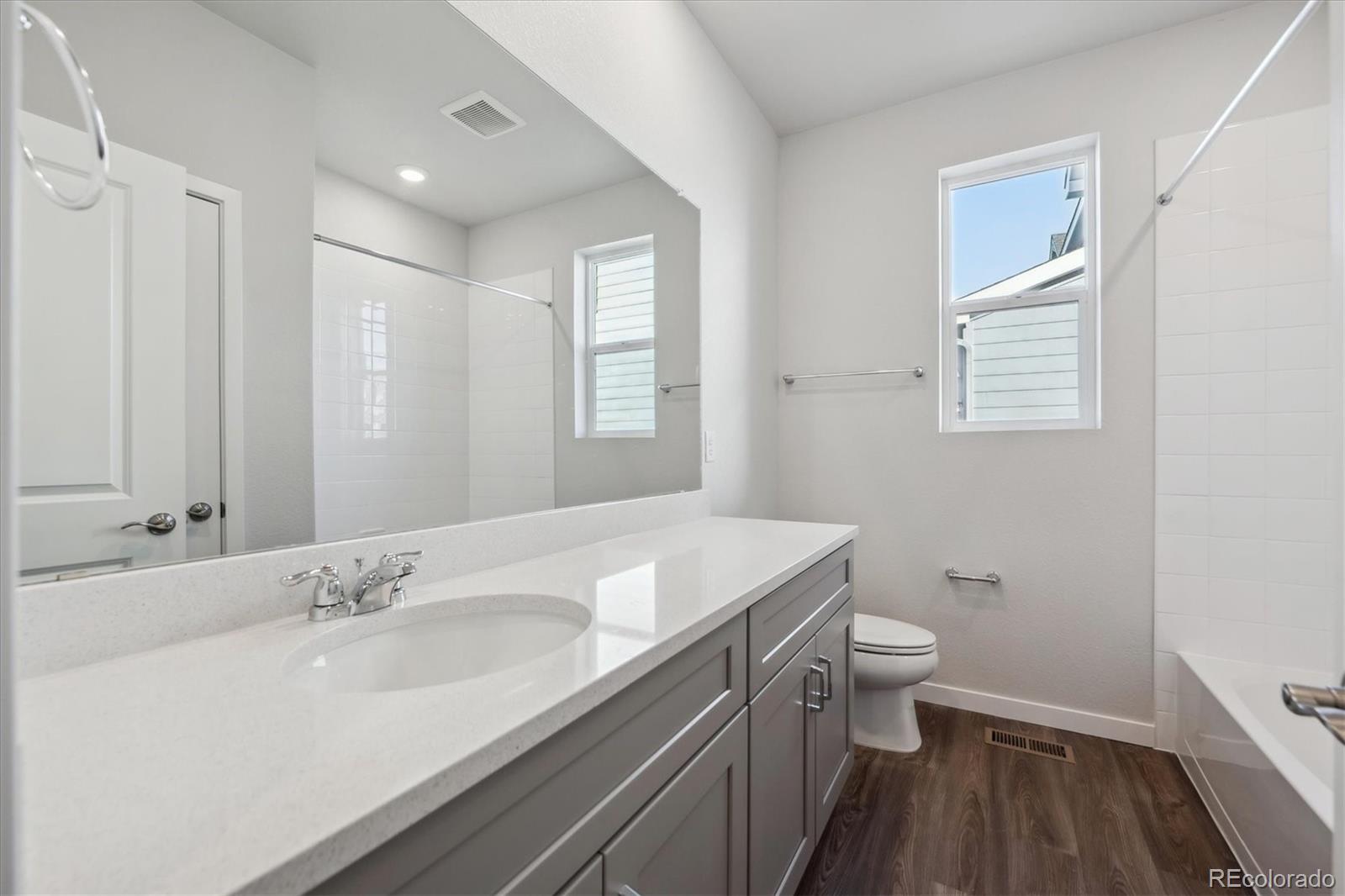 1446 Farmstead Street Brighton, CO 80601 - Photo 14 of 24 a bathroom with a sink a toilet and a mirror