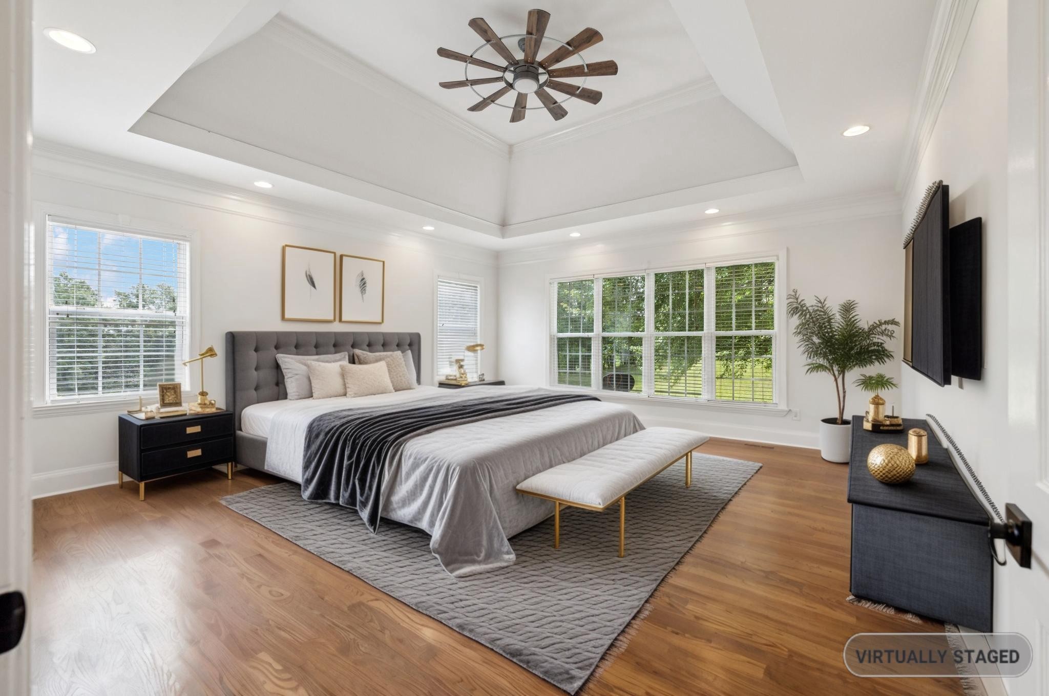 1416 Swindell Hollow Road Lebanon, TN 37090 - Photo 30 of 81 a bedroom with a large bed a flat screen tv and a large window